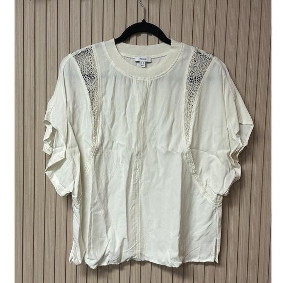 Reiss Harlowe Lace Inset Top Cream Size 10 - Picture 2 of 10